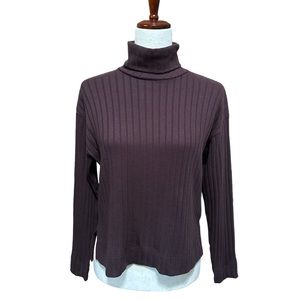 Madewell Relaxed Turtleneck Tee in Chocolate Raisin - XS